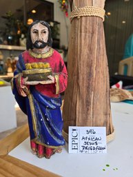 Lot 396  Mexican Jesus 10'H & Dried Flower Statue  32H'- Religious And Naturalistic Decor