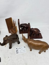 Lot 34 Wooden Animal Bookends Handmade Wood Carving