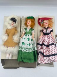Lot 102 3 Pcs. Of Dolls Of The World New, Iskimo Doll, Irish Doll And France Doll