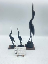 Lot 135 3 Flamingo Statuette, Tallest Is 13 And1/4', And 2 Pcs Of 7' And 1/2 Tall