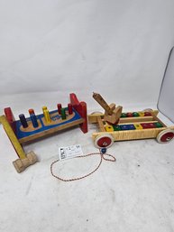Lot 54 Vintage Playskool Cobblers Bench Wooden Toy With Pegs And Mallet