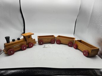 Lot 343  Vintage Wood Toy Train, And Wood Toy Train Cars
