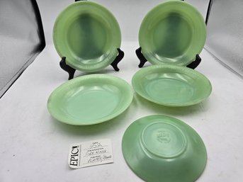 Lot 352 Fire King Oven Ware Green Jadeite Ribbed Serving Bowls/plates
