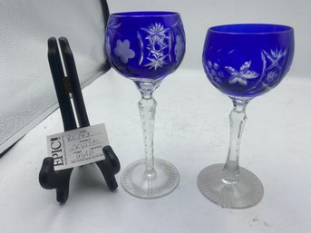 Lot 143 2 Pcs. Crystal Wine Glass, Goblet, Nachtmann, West Germany 8' And 7 1/2'