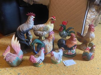 Lot 327 Chicken Tea Pots, Assorted Decorative Ceramic Roosters.