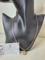 Lot 8 Italian 14K Gold Necklace With 18K Gold Pendant: Exquisite Fusion