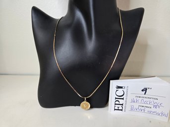 Lot 9 3 Grams - 14K Gold Necklace & Unmarked Pendant: Sublime Duo, 18' Elegance