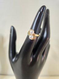 Lot 15  14K Pearl With Diamond Ring, Size 13.5, 4g: Elegant Fusion Of Pearls And Diamonds