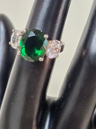 Lot 18 Sterling (925) Green Zirconia Stone Ring, Size 12.5: 6g Of Timeless Beauty