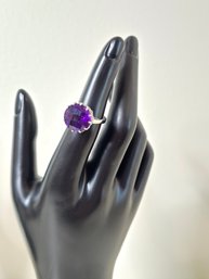 Lot 27 Deep Purple Amethyst And Sterling Cocktail Statement Ring 12.5HK 5grams