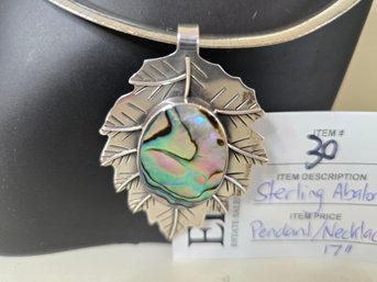 Lot 30 46grams Sterling Abalone Pendant/Necklace: Exquisite Elegance In Every Shimmering Detail