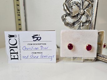 Lot 50 Christian Dior Red Stone Earrings: Timeless Glamour & Sophistication
