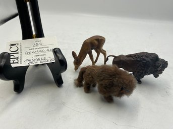 Lot 387 3 Animal Figure Toys: Made With Real Fur, Crafted In Germany And Britain