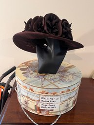 Vintage Embellished Velvet Ellie Fine Hats Large Wool Derby Hat With Large Fancy Bow