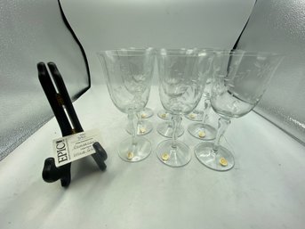 Lot 390 Set Of 9 Cut Crystal Wine Goblets: Made In Germany - Elegant And Sophisticated