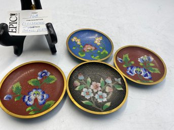Lot 168 Vintage Floral Cloisonn Petite Plate Dishes - Set Of 4