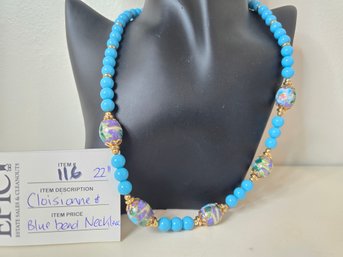 Lot 116 Cloisonne And Blue Bead Necklace: Elegant 22' Accessory For Every Occasion