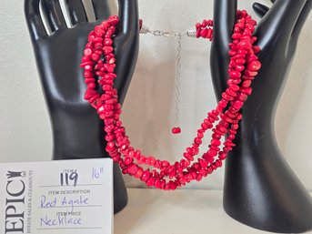 Lot 119 16' Red Agate Necklace: Elegant Accessory