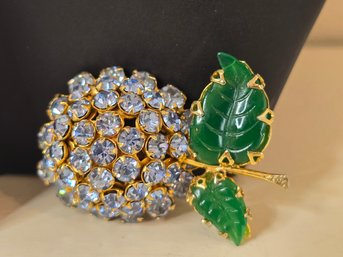 Lot 252 Blue Jeweled Flower Brooch: 1.75'x1.25' Of Delicate Radiance