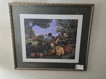 Lot 159 Chowchow Charm: Kit Kopatch's Captivating Artistry Framed At 30.75x26.75