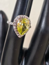 Lot 265 Sterling Peridot Pear-Shaped Ring: Size 13 HK, Timeless Beauty