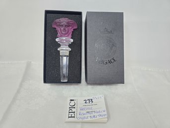 Lot 273 Boxed Versace Rosenthal Medusa Crystal Bottle Stopper: Exquisite 5' X 2.5'