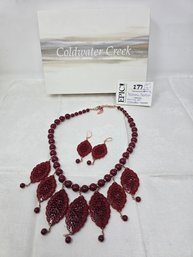 Lot 277 Coldwater Creek Kashmir Necklace & Earring Set: Stunning 20' X 2.75' Earrings