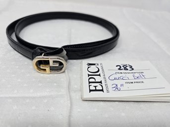 Lot 283 Gucci Italy Black Leather Belt MOD. DEP.: Size 36'