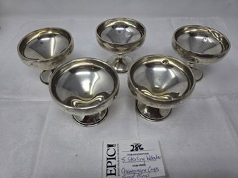 Lot 286 273 Grams  (5)Pieces Sterling Webster Champagne Cups Some Dings