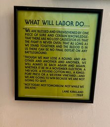 Lot 153 Labor's Destiny: Lane Kirkland's 1969 9x9 Framed Poster Envisions The Future Of Work