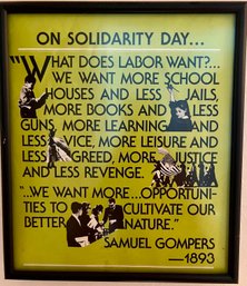 Lot 154 Solidarity Day: Samuel Gompers' 1893 9x10 Framed Poster Commemorates Unity In Labor Struggles
