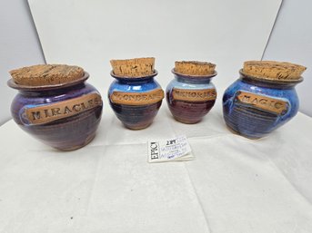Lot 289 Set (4) Dave Studio Art Pottery Changes Vase Signed. Measures 5 Tall. Collectibles