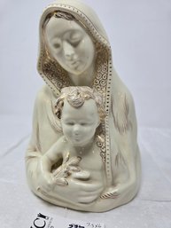 Lot 337 Porcelain Italian Madonna With Child Sculpture By Saca Sesto Florentino, Measuring 7.5x6x9.5 Inches.