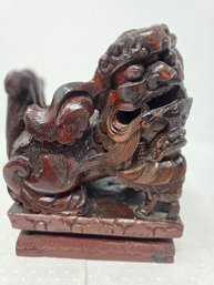 Lot 342 Chinese Wooden Hand Carved Foo Dog - Measuring 3.5' 5' 6.5'