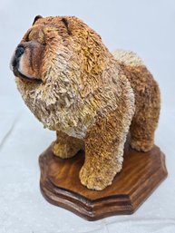Lot 347 Chow Chow Dog Plaster On Wood By JSanches Tolecraft, Measuring 6x7.5x7.5 Inches.