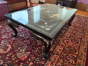 Lot 351 Mother Of Pearl Coffee Table With A Glass Top, Measuring 32x48x16.5 Inches