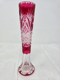 Lot 365 Antique Cranberry Cut To Clear Vase (Circa 1905) 2.25x8'