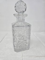 Lot 366 Stately Elegance: Heavy Square Cut Glass Crystal Decanter (3.5' X 9.5')