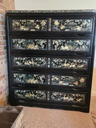 Lot 249 Elegant Mother Of Pearl Black Lacquer Cabinet: H-54 X L-46.5 X D-20.5 - Timeless Artistry And Style
