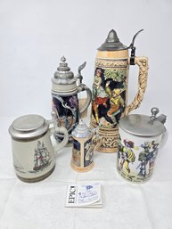 Lot 386 4 Beersteins, 1 Music Stein Made In Germany 13'