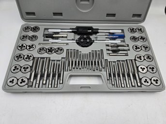 Lot 62 Tap & Die Set: 60-Piece SAE/Metric With Natl' Coarse & Pipe Threads, Various Accessor. In Blowmold Case