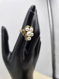 Item 2 Elegant 14KT Gold Pearl Cocktail Ring: 8 Grams, Size 6