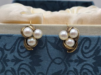 Item 3 Exquisite 14KT Gold Screw-On Pearl Earrings, 8grams