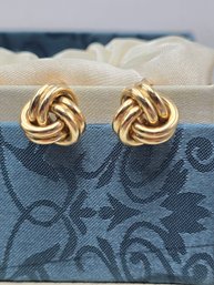 Item 6 14KT Gold Clip-On Knot Earrings: Elegant And Weighty At 17g
