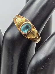 Item 8 10KT Gold Ring With Size 4.5 Aqua Stone - 2g