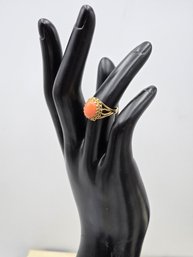 Item 9 Opulent 10KT Gold Coral-Colored Ring - Size 6, 4g