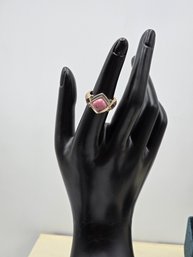 Item 14 Sterling 925 Size 6.75 Ring With Pink & Red Stone