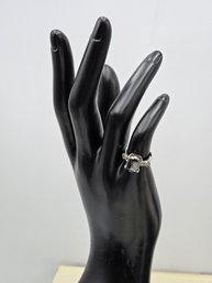 Item 15 Sterling Silver Elegance: Size 5 Ring Adorned With Dark Grey Stone, 2g