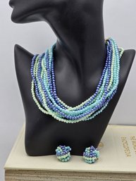 Item 33 15.5 Vintage Faux Pearl Set Necklace Earrings