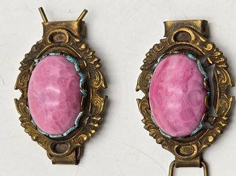 Item 47 Antique Pink Stone Clips: Vintage Elegance In A Petite Size Of 1.25'